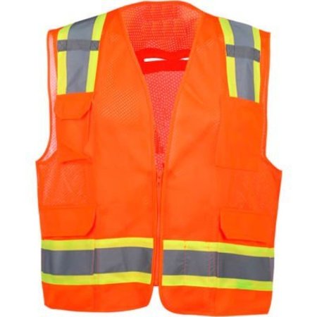 GSS SAFETY GSS Safety 1504 Premium Class 2 Fall Protection Mesh 6 Pockets Safety Vest, Orange, Large 1504-LG